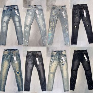 Ontwerper paars merk voor heren dames broek jeans zomer gat hoge kwaliteit borduurwerk paarse Jean denim broek heren paarse jeans