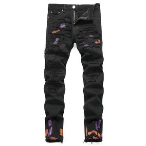 Designer Purple Brand Jeans for Men Damesbroek Purple Summer Hole Hight Kwaliteit Borduurwerk Jean Denim broek Mens Purple Jeans 696