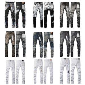 Designer Paarse Merk Jeans Heren Dames High Street Wash Denim Geborduurde Rits Knop Slanke Rechte Pijp Jeans Klassieke Mode Street Wear Luxe Hipster PR7J