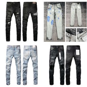 Designer Purple For Mens Jeans Randonnée Pantant Hip Hop Ripped Hop High Street Fashion Brand Pantalones Vaqueros para Hombre Motorcycle Broiderie Close Aliting ALONES