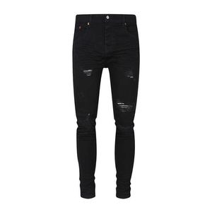 Designer paarse high street trendy merk noodlijdende bedelaar jeans slim fit elastische legging