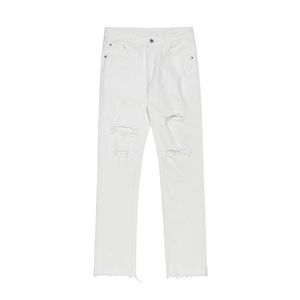 Pantalones vaqueros morados de diseñador para otoño, novedad de otoño, marca de moda, cuchillo de corte con agujeros, borde cortado, pantalones vaqueros ajustados de pie pequeño