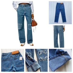 Designer paarse jeans Casual holle Lowewe-broek Lowe-borduurwerk Loewees Recht Loeewe Street Designer Ksubi-jeans Blue Arrivald Barrel-denimjeans