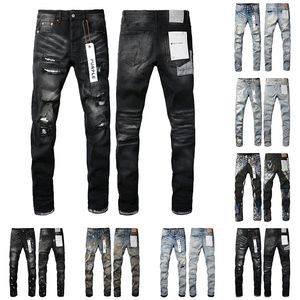 Designer Purple Jeans denim broek Mens jeans designer jeans mannen zwarte broek hoogwaardige kwaliteit rechte retro gescheurde motorrijder jean slank fit motorfiets kleding