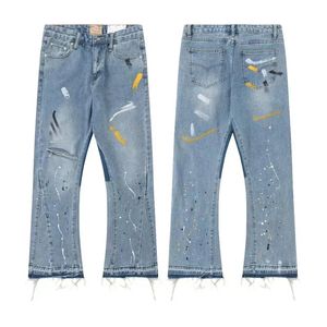 Designer Paarse Jeans voor Heren Mode Heren Designer Splicing Jeans Gescheurde Denim Broek Luxe Hip Hop Distressed Heren Dames Broeken Zwarte Jeans Galleryes Dept 472