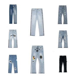 Designer paarse jeans voor heren Mode Heren Designer Splicing Jeans Ripped Denim Broek Luxe Hip Hop Distressed Heren Dames Broeken zwarte jeans Galleryes Dept 236