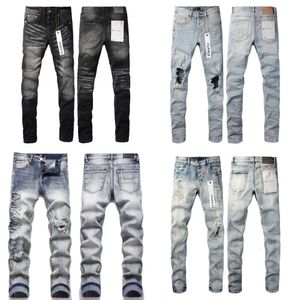 Designer Purple Men Knie Length Skinny Trendy Long Straight Riple High Street Jeans Maat 29-40