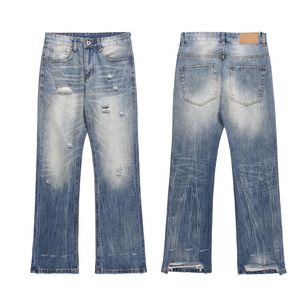 Designer Purple Spot Ksubi Jnco Y2k Demna 22FW Lavé endommagé et usé Bord évasé 91yxng Même style True Jeans