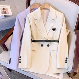 Veste de costume violette de styliste, sens haute couture pour femmes, nouveaux styles printemps et automne 2023, sens du design, costume à ceinture de niche