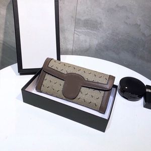 Designer Purse Tas Tas Long Wallets Mens Card Holder Women Flap Envelope Bags Luxe mini -koppelingszakken Canvas Echt lederen bruine zwarte mode letter hardware zakje