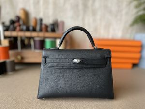 Designer Purse Mode Schoudertas Luxe handtas Zwarte mini portemonnee 19,5 cm Blue Color Epsom Leather Handgemaakte Handgemaakte snelle levering