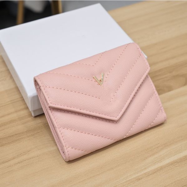 Monedero de diseñador Monedero plegable corto de cuero Puntada de coche de moda Bolso para tarjetas de mujer Monedero Mini bolso de mano Cuatro tamaños de color: 11 * 8,5 * 2 cm