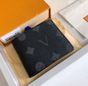 Designer Turnet Wallet Leather Black Bloem Dames Man Key Pouch Card Holder Luxe portefeuilles reliëfkaarthouder