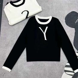 Designer Quality Dames Sits Classic Black White Letter Sweater mode lange mouwen Crew Neck Heklover gebreide top topswater jacketstop qing Qing