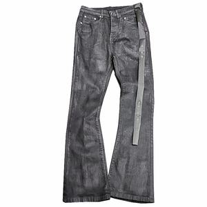 Ontwerper R O Dark Ripped Distressed Strech Street Skinny Trendy zwarte jeans-denimbroek
