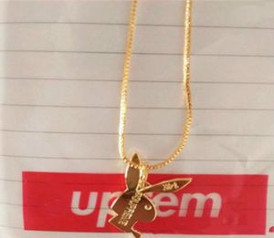 Designer Rabbit Lange ketting voor mannen en vrouwen 14K Gold vergulde ketting Hiphop Brand Charm Chain Hip Hop Jewelry Christmas Gifts6548841