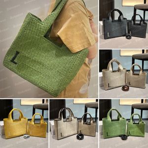 Diseñador Raffias Tote Fuente Totas Fuente Bolsa Beach Basking Backing Bolsas de hombro Luxury Mujeres Cuboides Cabellado Capas