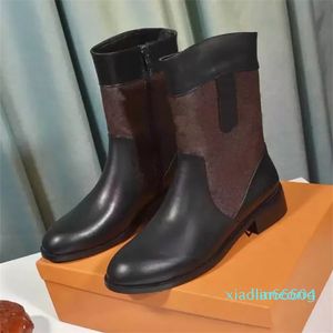 Designer Rain Boot Mode Femme Talon Bootie Line Ranger Bottes Noires