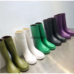 Bottes de pluie de styliste pour femmes, bottes Channellies cclys, botte en caoutchouc noir Rev, bottes de pluie en PVC, apparence montre éclatée, pied supérieur vert blanc, chaussures d'eau souples et fines