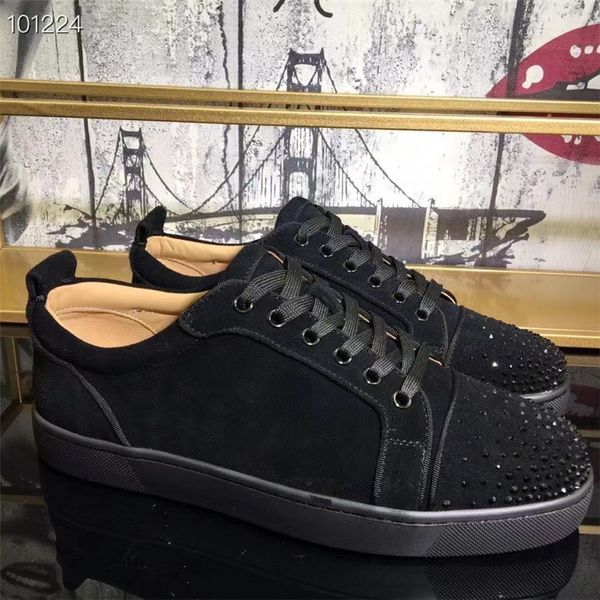 Chaussures de designer Spikes Sperme Sneakers Appartement Hommes Femmes Formatrices en daim à faible Coupe Glitter Fête Glitter Lovers Sneaker Véritable Cuir Rivet Chaussure