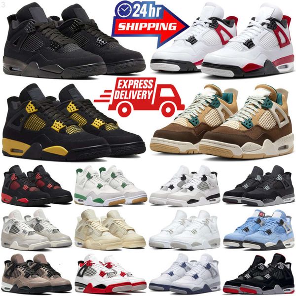 Designer Red Cement 4 4S Basketballs Chaussures Baskets pour hommes Femmes Militaire Black Cats Toile Chaussure Thunder Pine Green Plate-forme Hommes Entraîneurs de randonnée occasionnels LH