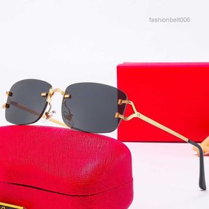 Designer lunettes de soleil rouges pour femmes homme lunettes de soleil mode classique sans monture or métal cadre panier lunettes lunettes plage extérieure multiple fashionbelt006
