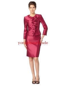 Designer Red Women Pak op maat gemaakt Satin Lady Suit