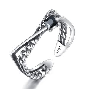 Designer retro klassiek S925 Sterling Silver Ring Women Fashion Luxury merk Ontwerp Gun Black Ring Charm