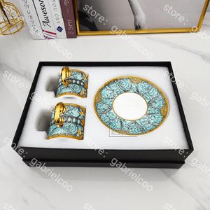 Designer retro gouden mokset 2 kopje 2 bord geschenkdoos huis bot porselein koffie kopje luxe melk cup keukengerei kopplaat set