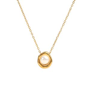 Designer retro parel ketting voor vrouwen vergulde 18k goud titanium staal niet -vervagende sieraden bruiloftsfeestje cadeau voor dame gratis verzending