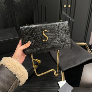 Designer omkeerbare kettingzak, luxe krokodil lederen schoudertas, werktas, mode handtas cowhide cross-body tas, dames messenger tas, dagelijkse reistas telefoontas