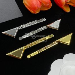 Pinzas para el cabello con diamantes de imitación de diseñador, horquillas de plata de ley para mujer, pasadores mentales triangulares, joyería para el cabello, regalo de cumpleaños para niñas