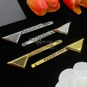 Designer Rhinestone Hair Clips Sterling Silver Hairclips Dames Triangle Mental Barrettes Hair Sieraden Verjaardagscadeau voor meisjes