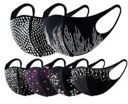 Designer Rhinestone Sequins Face Mask Women Girls Proced Pure Cotton Black Masks Dust proof Facemask Top Selling4716716