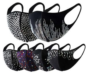 Designer Rhinestone Sequins Face Mask Women Girls Proced Pure Cotton Black Masks Dust proof Facemask Top Selling6896146