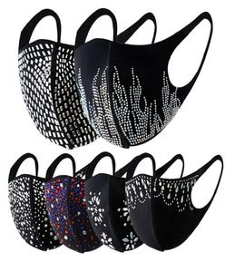 Diseñador de lentejuelas de dhinestone Face Mask Mujeres Sequin Sequin Algodón Pure Black Masks a prueba de polvo Top Selling6749954