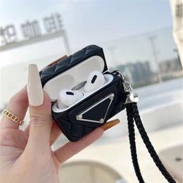 Designer Rhombic Plaid Headphone Accessories Airpods Cases For 1 2 3 Airpod Pro Shell Classic Letter Design Protective Earphone Cover Case KeyChain