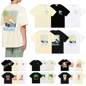 Designer Rhude Men T-shirt Ronde Zomer T-shirts Casual mode T-stukken Korte mouw Hoge kwaliteit Hip Hop losse size S-XL