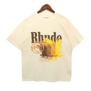Designer Rhude Mens T-shirts manomanie Brand Tees T-shirt Summer Round Cou Sleeves Outdoor Fashion Loison Pure Cotton Print Lover