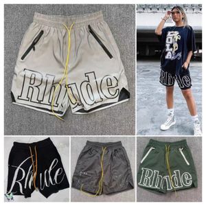 Designer Rhude Shorts Heren Mens Beach Mesh Street Sweatbal Basketball Limited Swim Knie Lengte Hip Hop High Sports Training Elastische taille