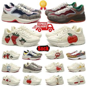 Diseñador Rhyton Beige Retro Retro Casual Shoes Mujeres Mujeres Damas Running Running Prescolar Atletismo Atletismo de cuero para hombres zapatillas