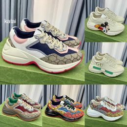 Designer Rhyton Sneakers Leren Plateauzolen Vintage Dames Heren Jurk Schoen Luxe Mode Running Walking Sneaker