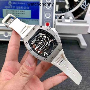 Designer Ri mlies Luxe horloges Legering Automatische machines Millers Steel Watch 61-01 Case Gmt Klok Hol Skelet Door de onderkant Mode Vrije tijd Herenhorloges