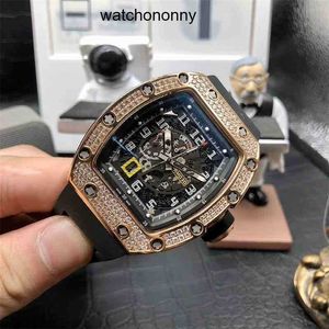 Ontwerper Ri mlies Luxe horloges Vrije tijd Heren zakelijk mechanisch horloge Rm030 Volautomatisch Full Diamond Tape Fashion Zwitsers uurwerk Hoge kwaliteit