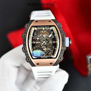 Designer Ri Mlies Montres de luxe Out Zy Hollow Fibre RM21 01 Carbone Haut de gamme Hommes d'affaires Sports Tough Man Montre mécanique automatique