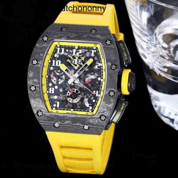 Diseñador Ri Mlies Relojes de lujo Tamaño Zy Mens Mecánica Reloj para hombres 40x50x16 mm Rm11-03 Rm011 con movimiento de máquina de sincronización 7750 completamente automático Ntpt Carbon Fi