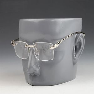 Lunettes de lunettes sans bordure de crèche pour femmes pour hommes carrés de lecture de lunettes en alliage en métal en argent d'or 54-18-140268L