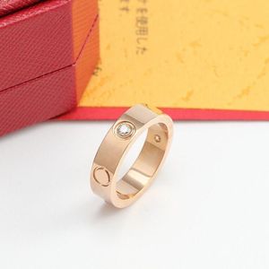 Designer ring 4mm 5mm 6mm titanium staal zilveren liefde ring mannen vrouwen rose goud klassieke sieraden ring voor geliefden paar Diamanten ringen Valentijnsdag geschenk trouwring
