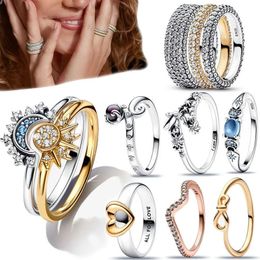 Designer Ring 925 Sterling Silver Girl Blue Hoofdress Dames Silver Finger Ring Diy Silver Jewelry Fashion Accessoires Geschenk gratis levering