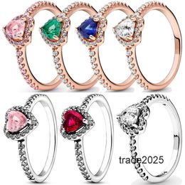 Designer ring 925 sterling zilver nieuw mode dames nieuw verhoogd rood groen blauw roze hart geschikt voor originele pandola een speciaal cadeau voor vrouwen